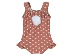 Mørk rosa badedragt med flæser og sløjfe fra Petit Piao PP415